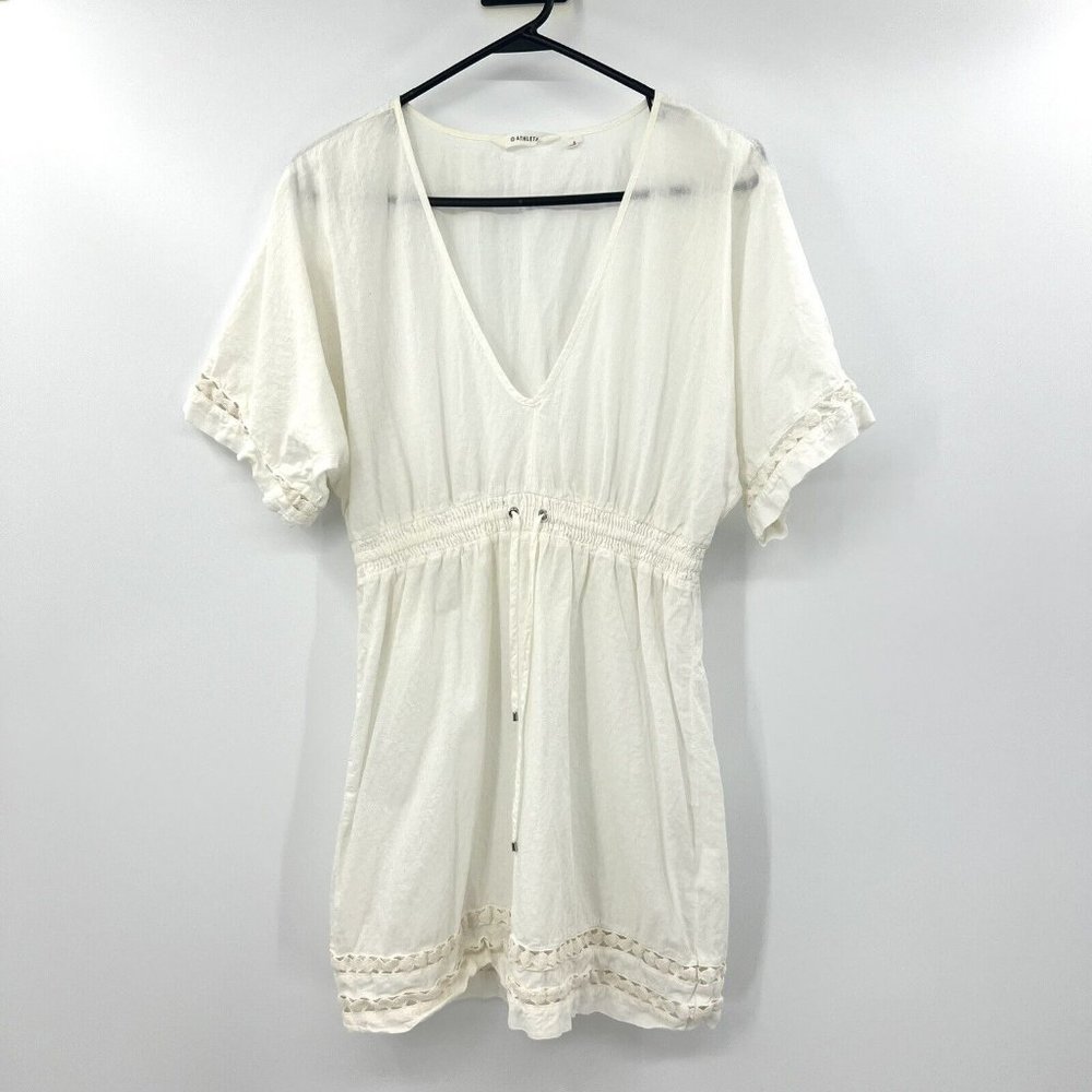 Athleta Off White 100% Cotton Swim Cover Crochet Detail